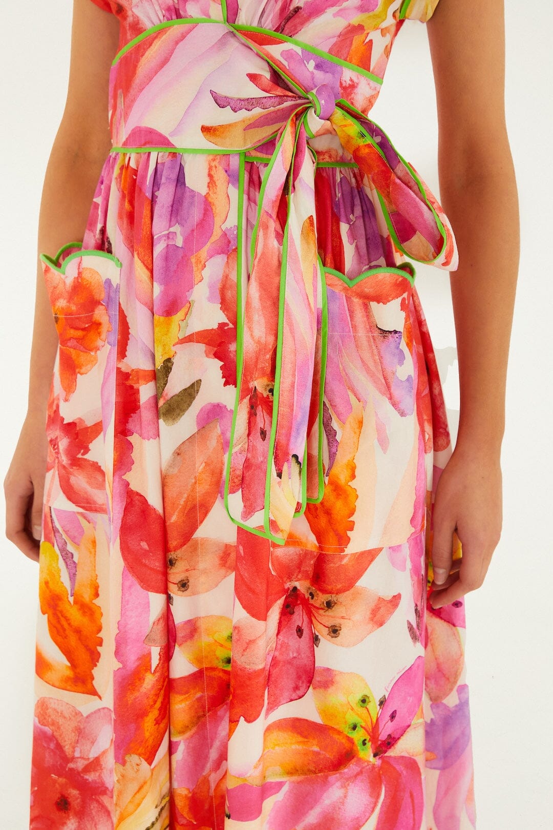 Multicolor Artsy Flora Belted Maxi Dress