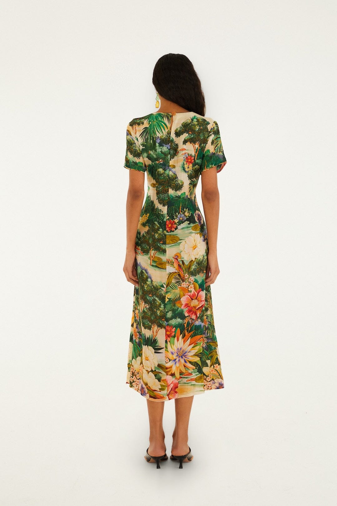 Farm Rio Multicolor Oriental Garden Short Sleeve Maxi Dress, Oriental Garden Multicolor / S Farm Rio Multicolor Oriental Garden Short Sleeve Maxi Dress, Oriental Garden Multicolor / S