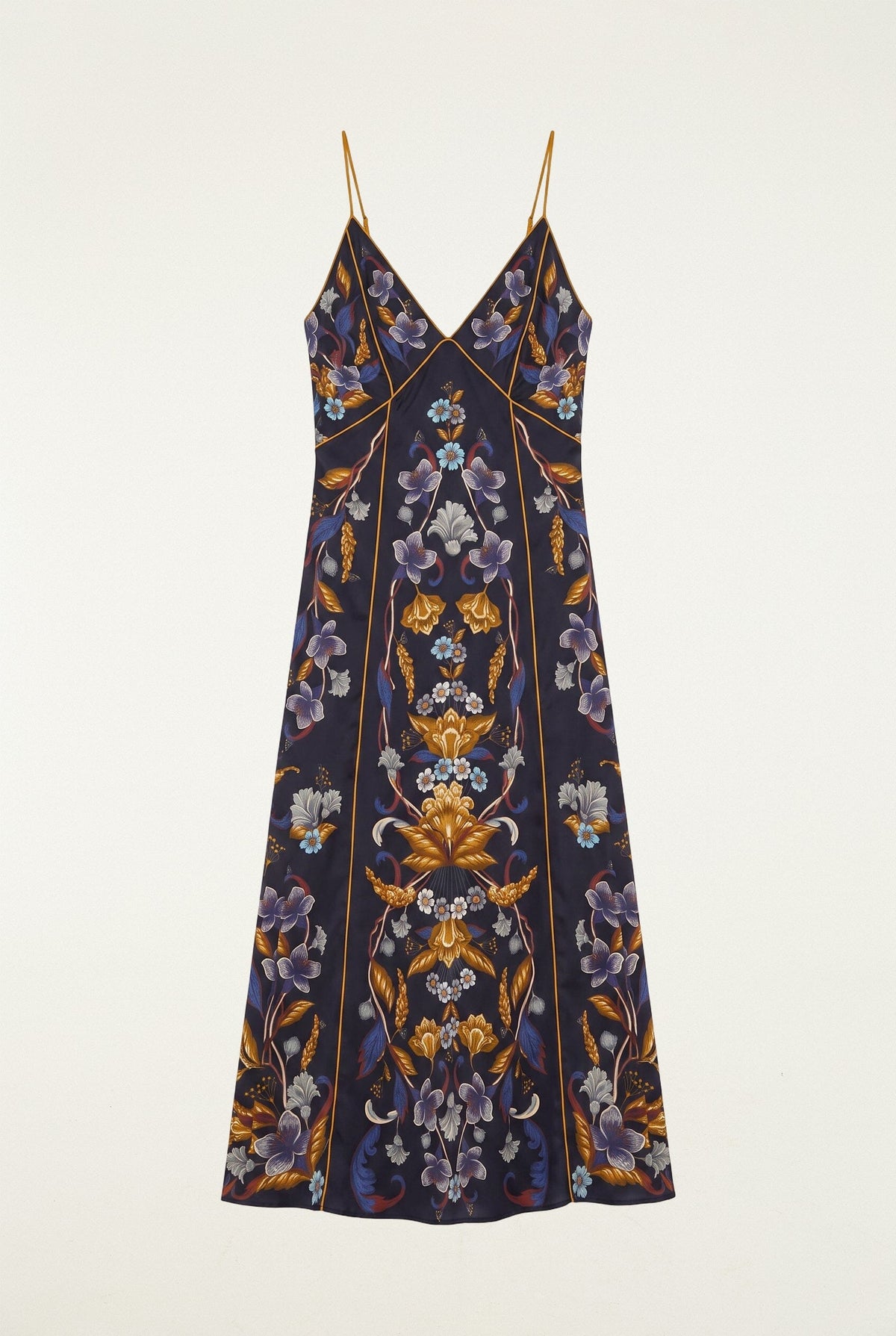 Golden Nature Adjustable Straps Slip Maxi Dress