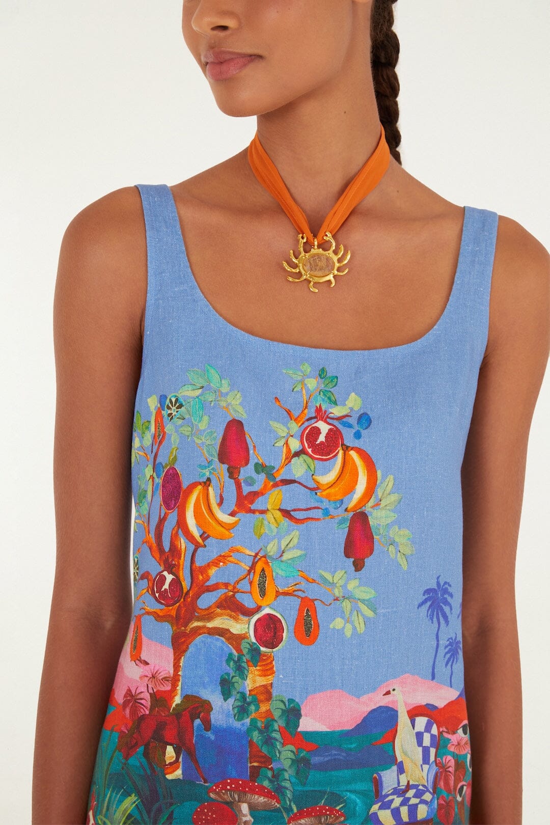 Multicolor Dream Landscape Euroflax Premium Linen Mini Dress