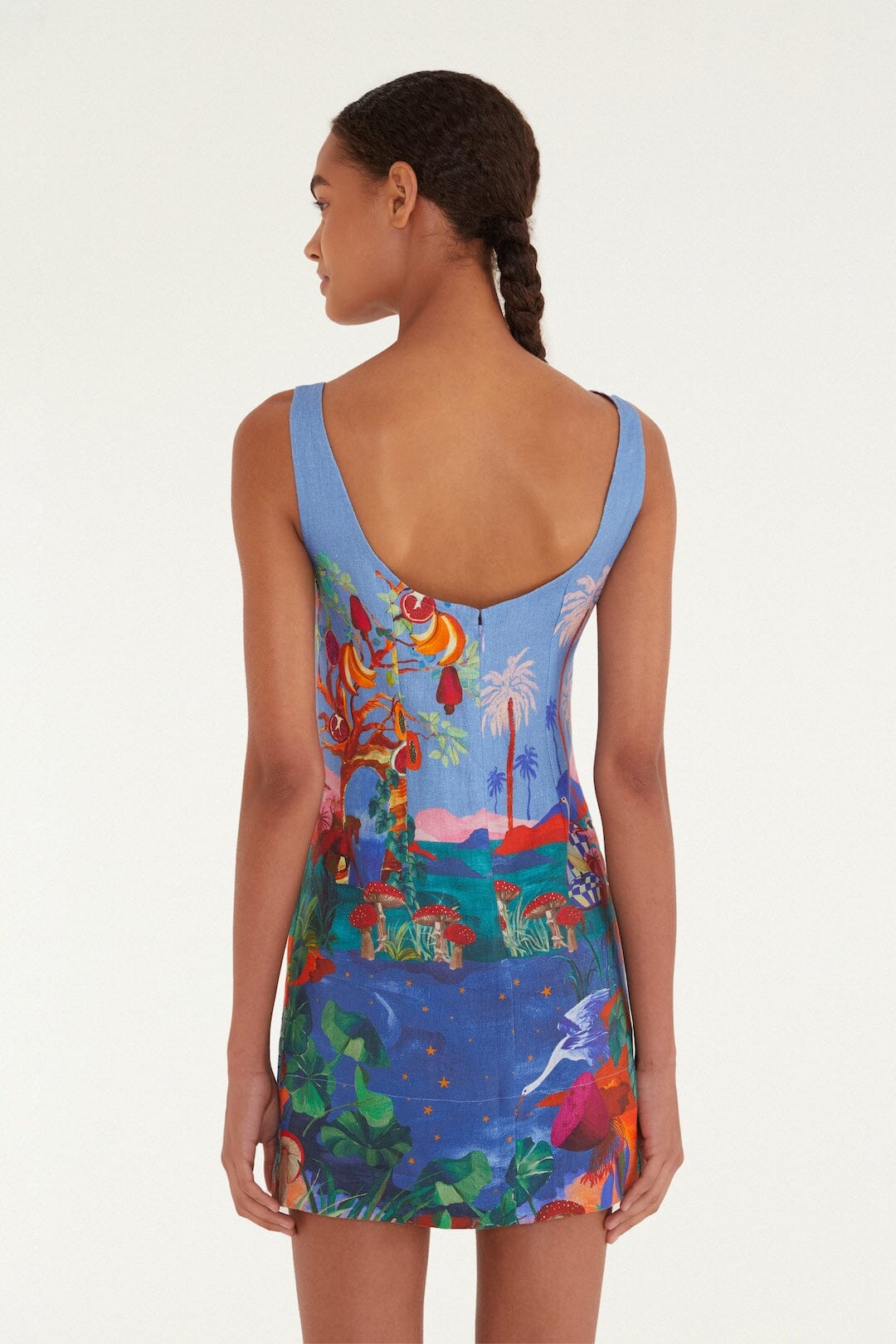 farm rio tropical fair linen mini dress Farm Rio Dream Landscape Linen Dress