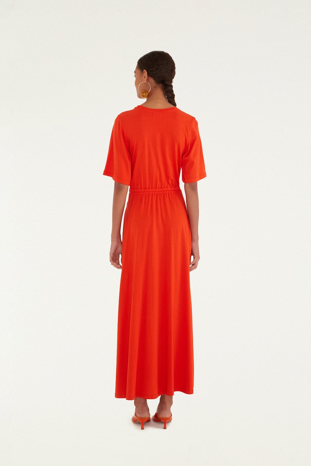 Red Artsy Flora Cut-Out Organic Cotton Maxi Dress