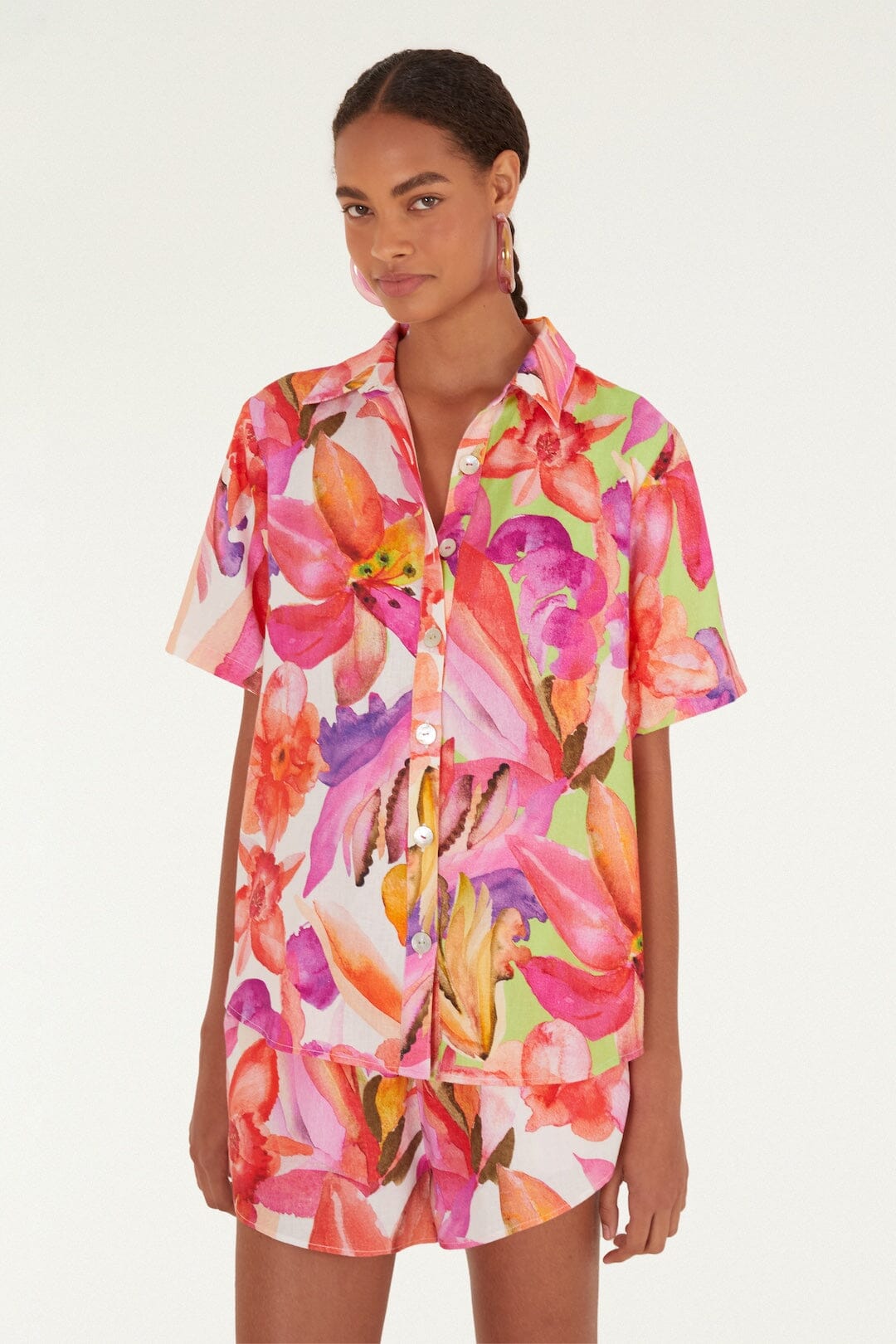 Multicolor Artsy Flora Lenzing Ecovero Euroflax Shirt