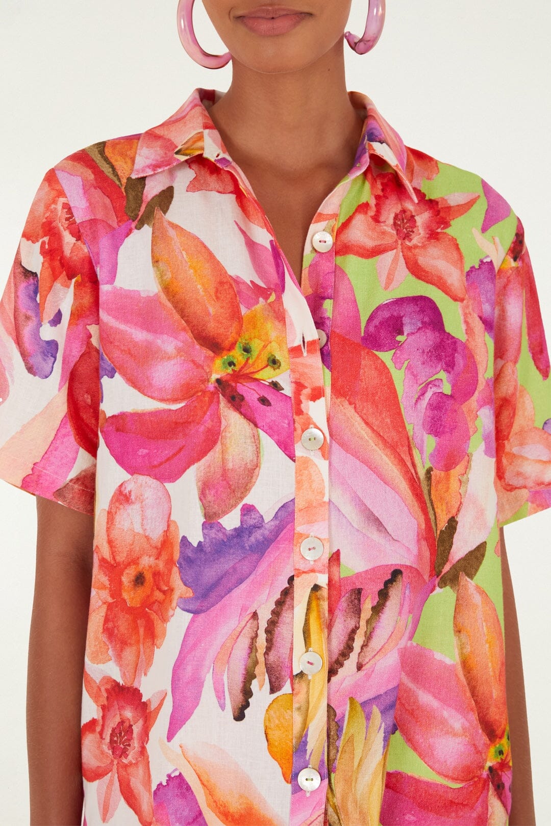 Multicolor Artsy Flora Lenzing™ Ecovero™ Euroflax™ Shirt | FARM Rio