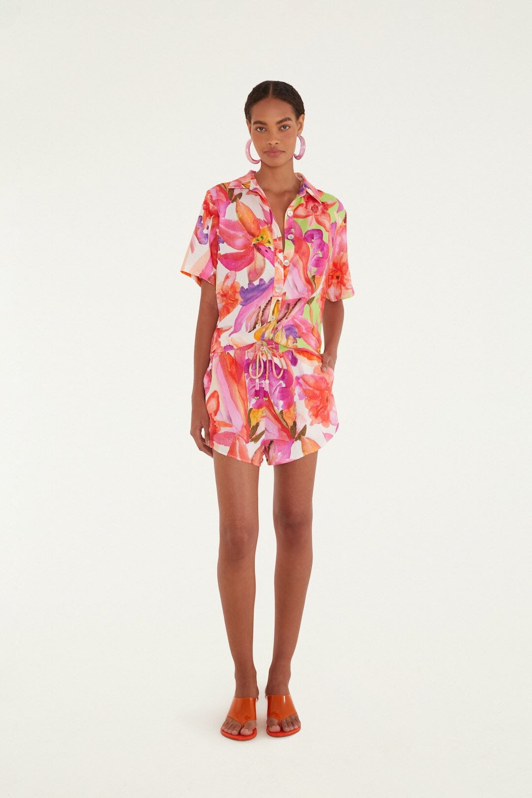 Multicolor Artsy Flora Lenzing Ecovero Euroflax Shorts