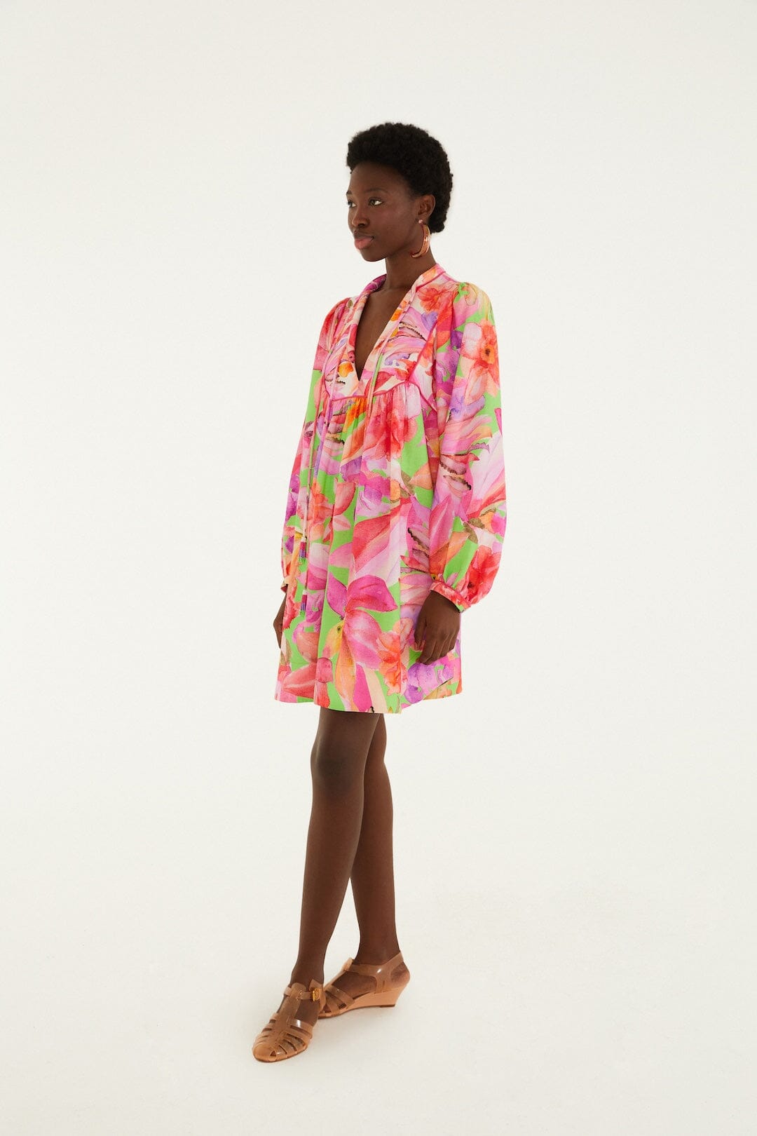 Multicolor Artsy Flora Lenzing™ Ecovero™ Euroflax™ Mini Dress