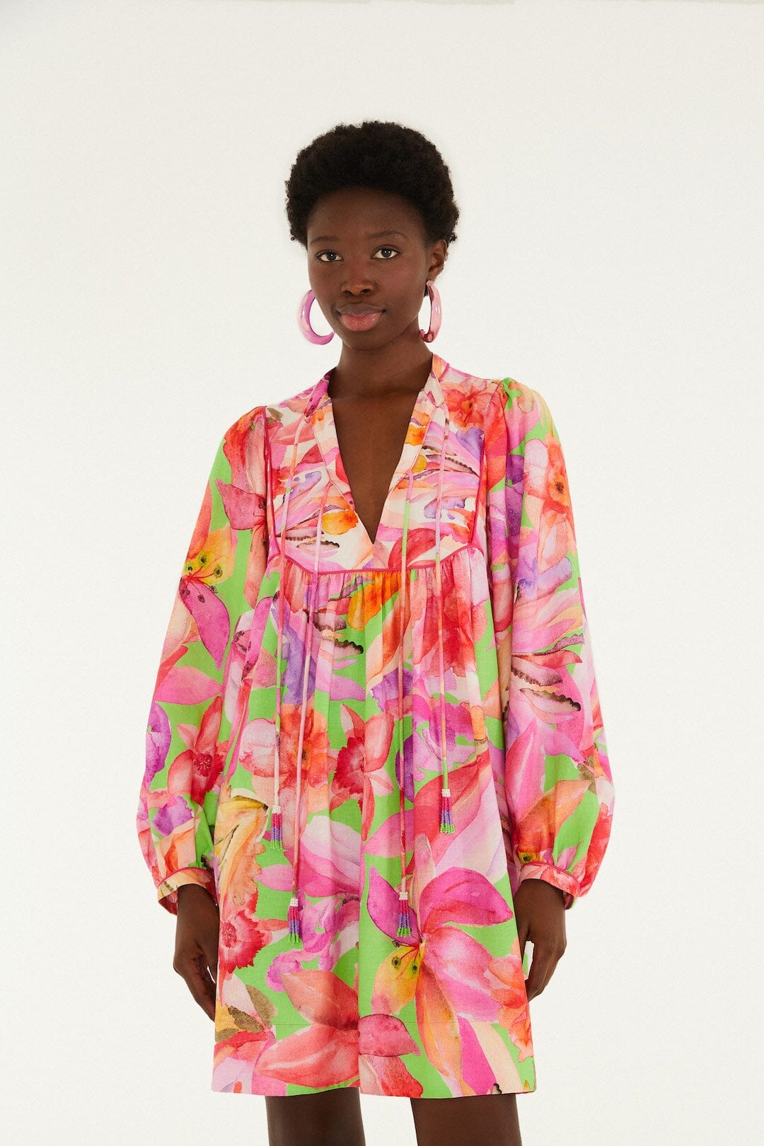 eimy istoire 限定 FLORA FRILL DRESS Multicolor Artsy Flora Lenzing™ Ecovero™ Euroflax™ Mini Dress