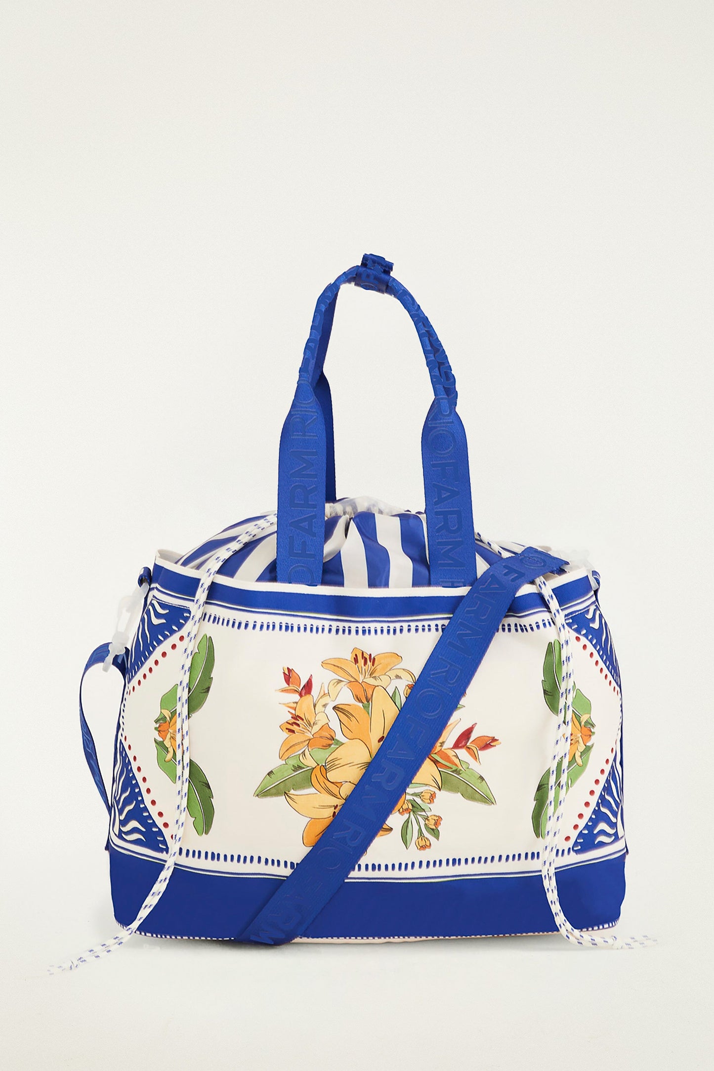 Blue Carioca Tropical Destiny Drawstring Tote Bag