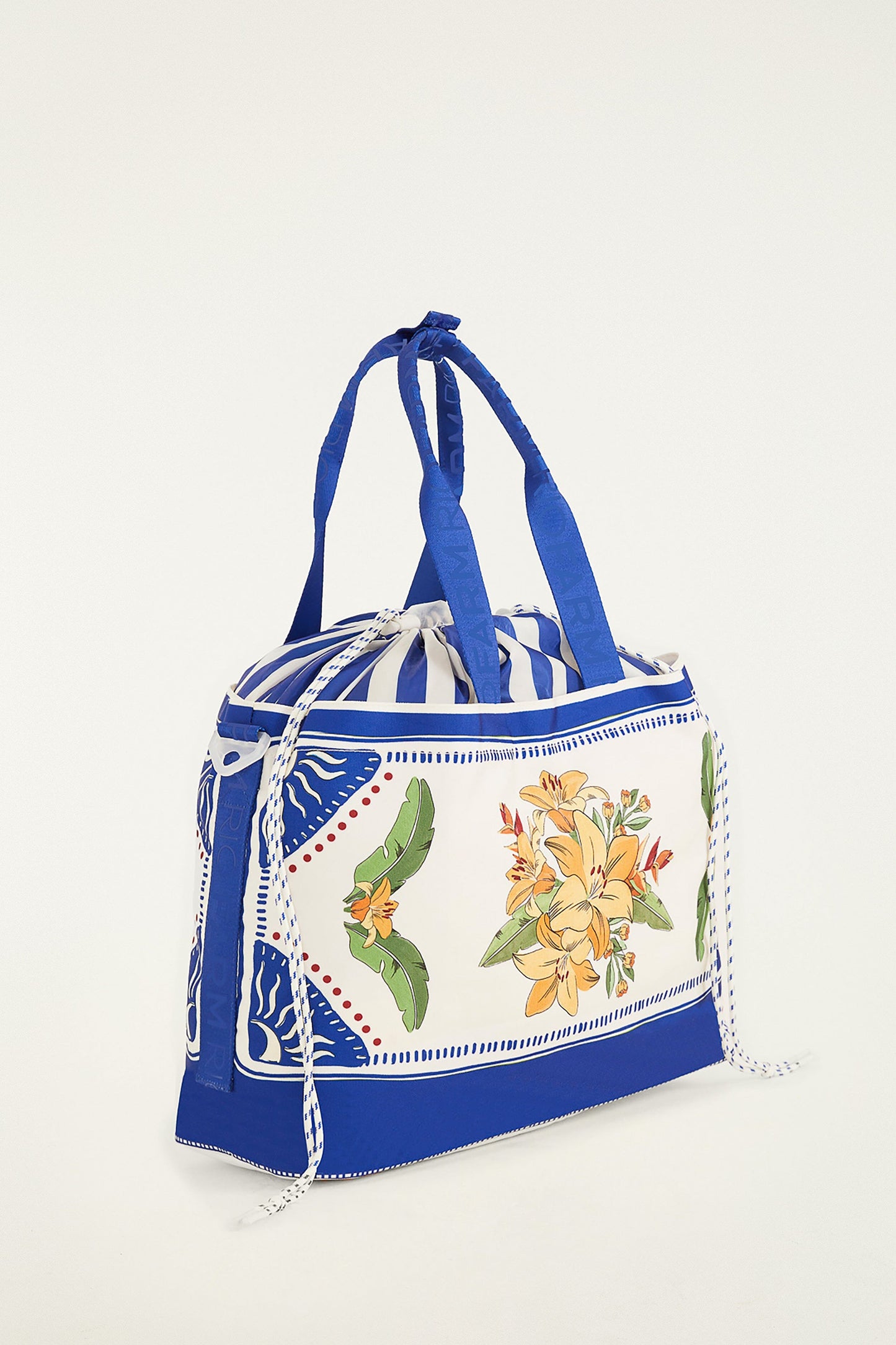 Blue Carioca Tropical Destiny Drawstring Tote Bag