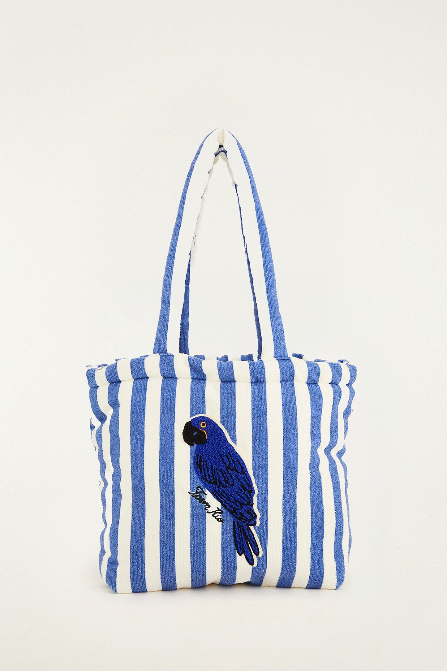 Blue Stripped Macaw Embroidered Tote Bag