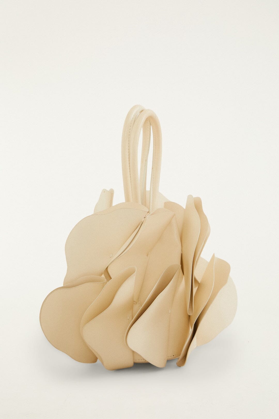 Beige Leather Flower Bag