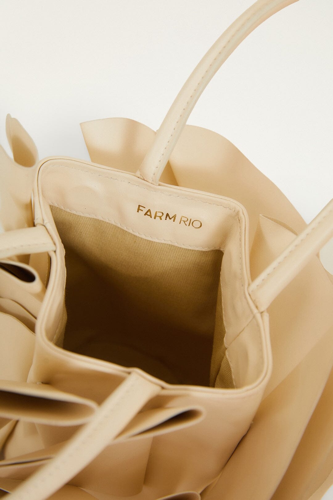 Beige Leather Flower Bag