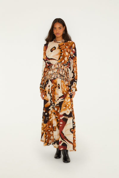 Borbofly Long Sleeve Macrame Maxi Dress