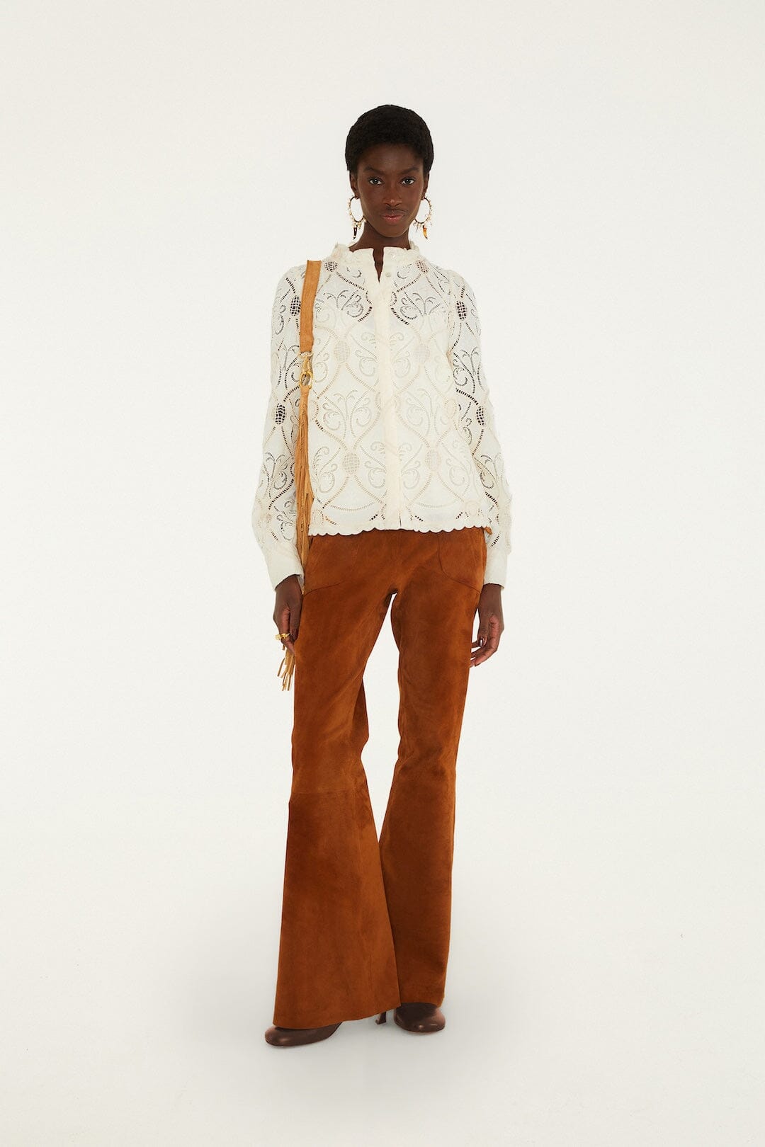 Graphic Lace Long Sleeve Blouse