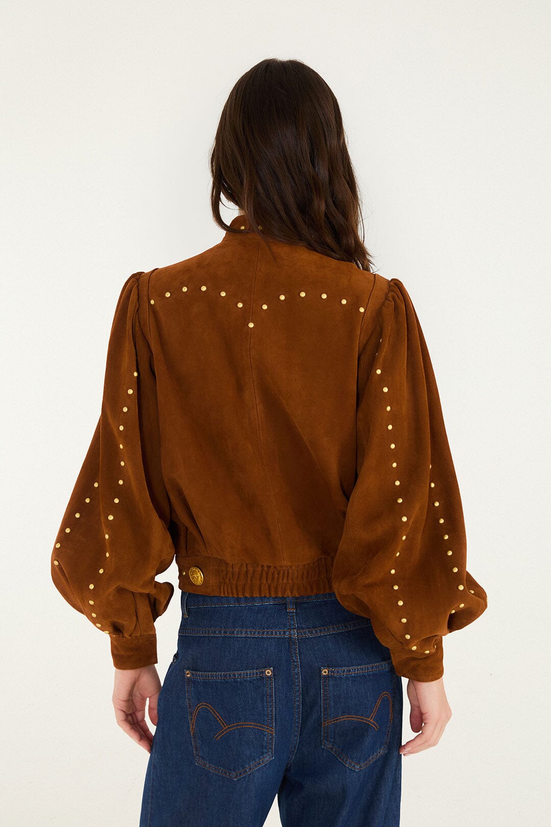 Riveted Buttoned Leather Jacket