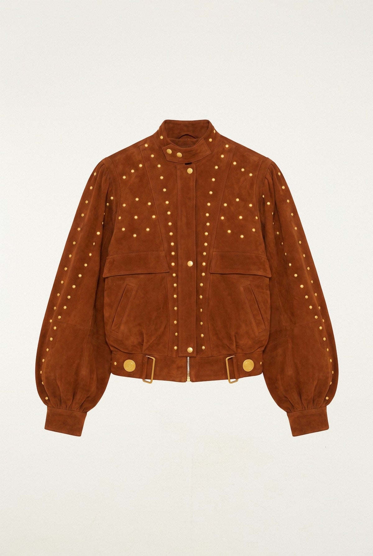 Riveted Buttoned Leather Jacket