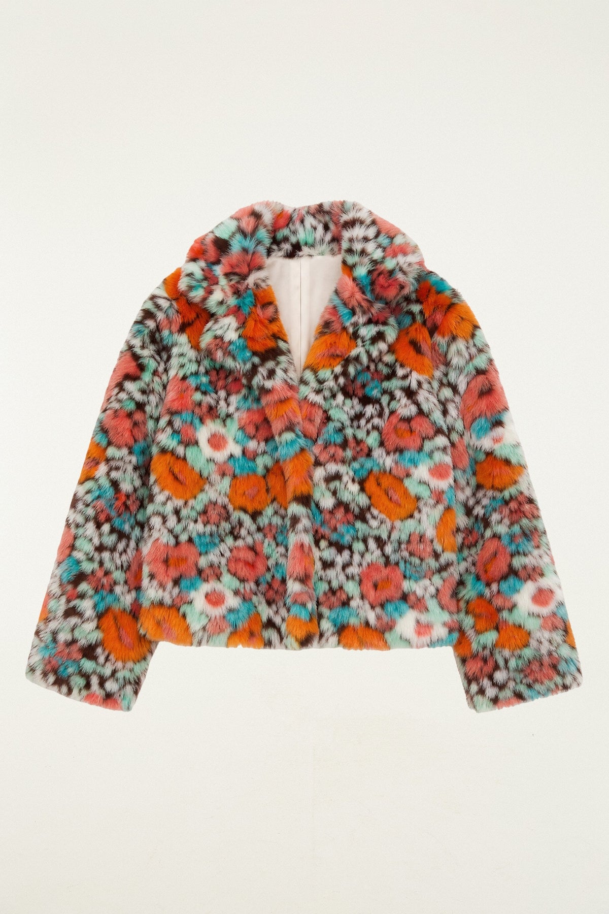 Floral Faux Fur Crop Jacket