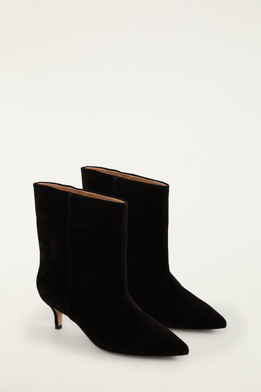 Black Suede Heeled Ankle Boot