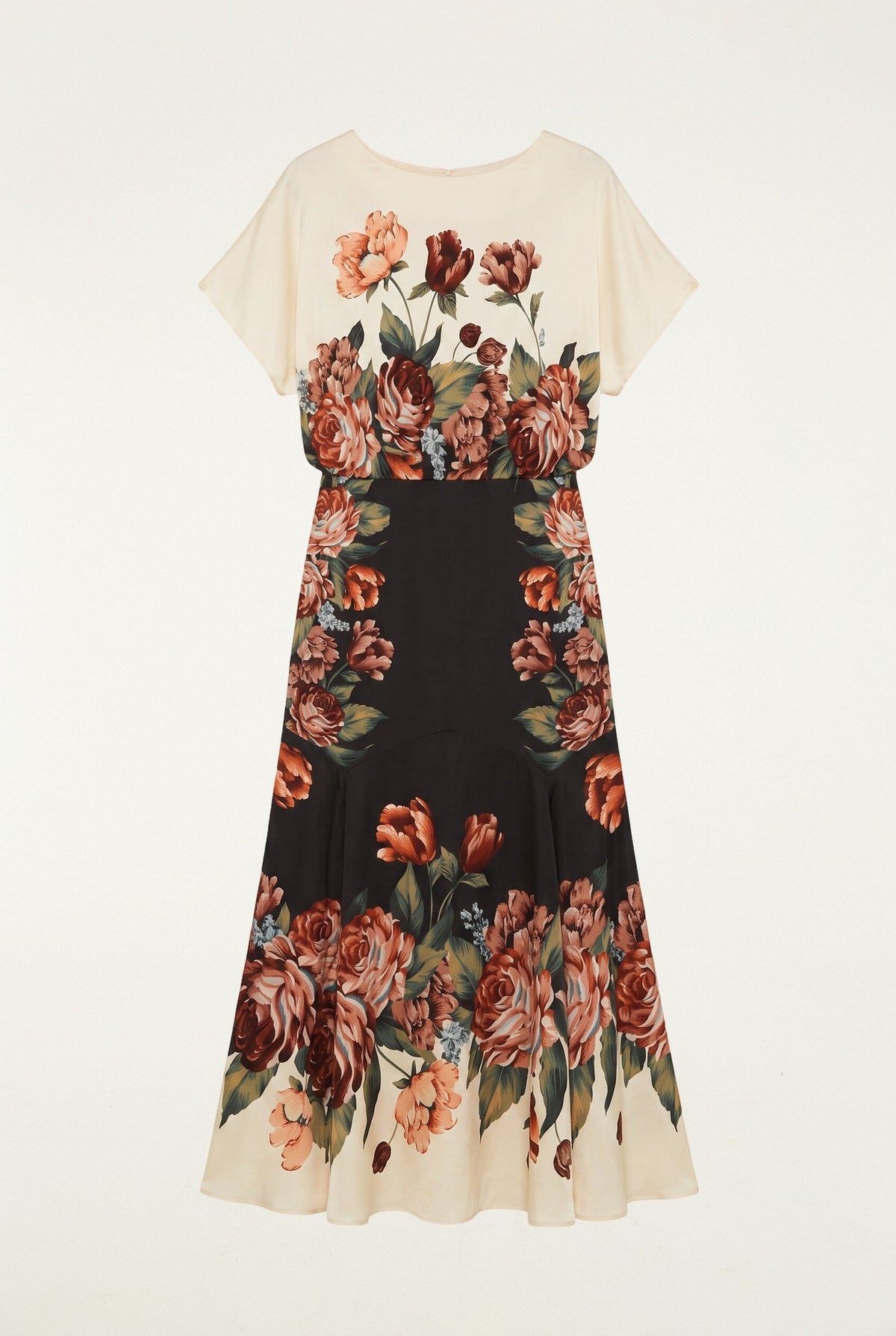 Winter Floral Short Sleeve Maxi Dress