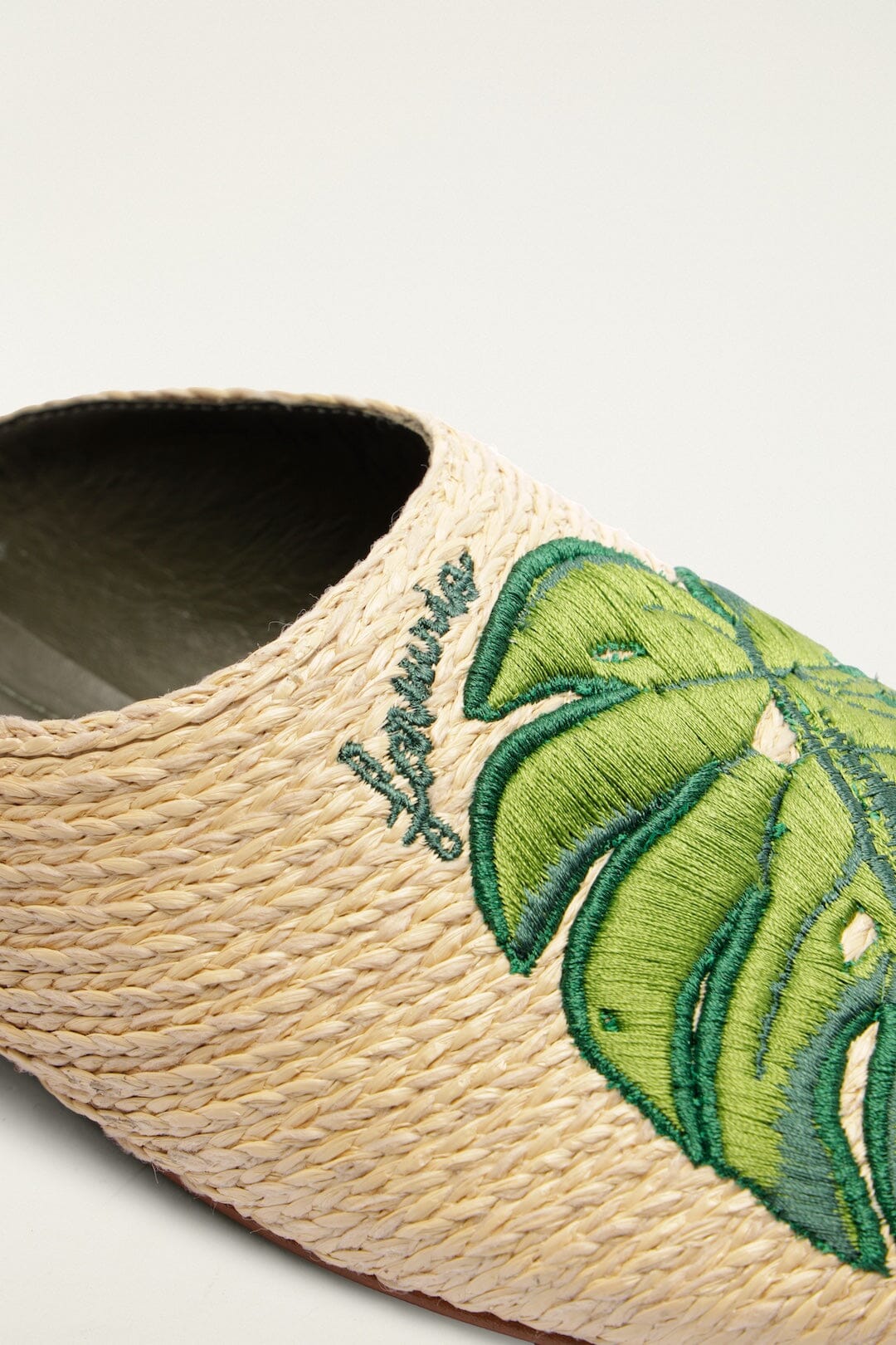 Raffia Embroidered Icons Mule