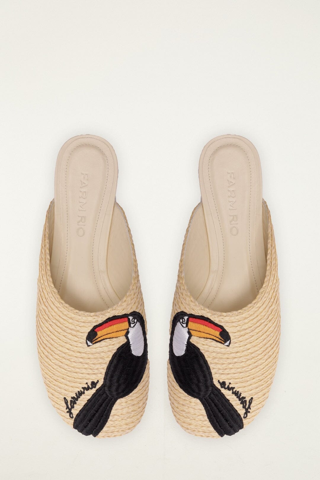 Raffia Embroidered Icons Mule