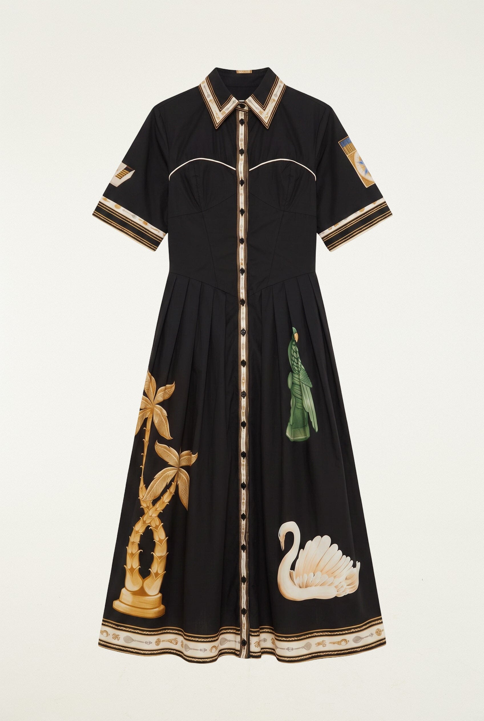 Vintage Souvenirs Black Buttoned Midi Dress | FARM Rio