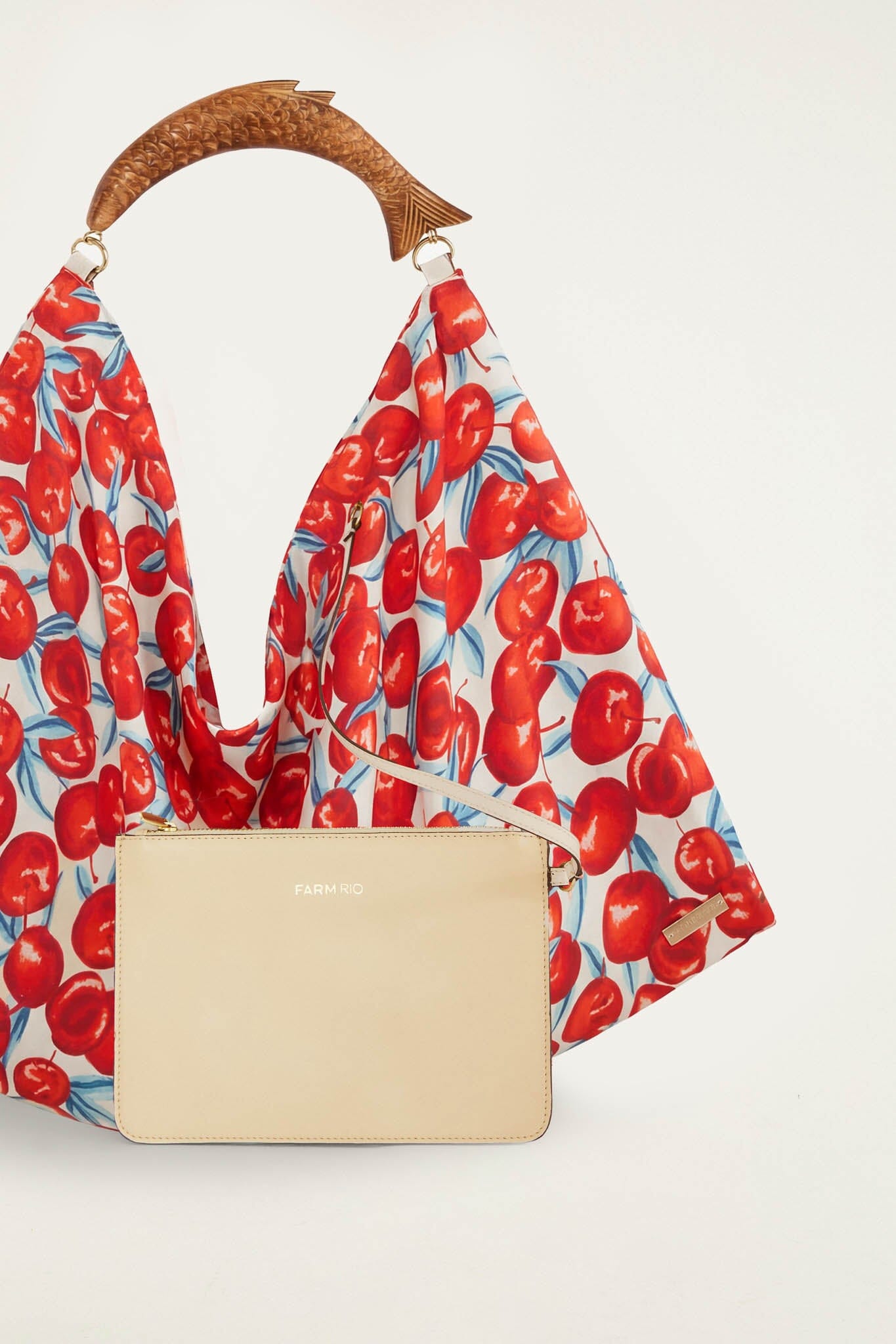 Red Cherry Satin Medium Scarf Bag | FARM Rio