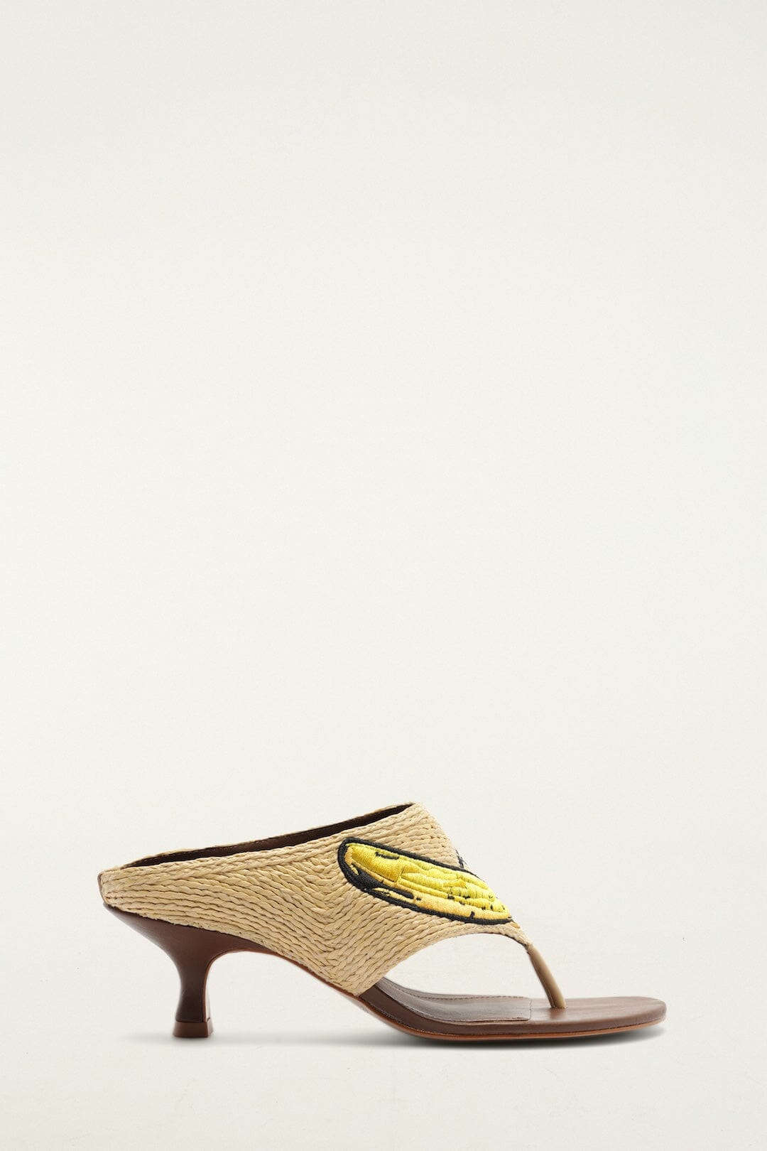 Raffia Embroidered Icons Kitten Heeled Sandal | FARM Rio