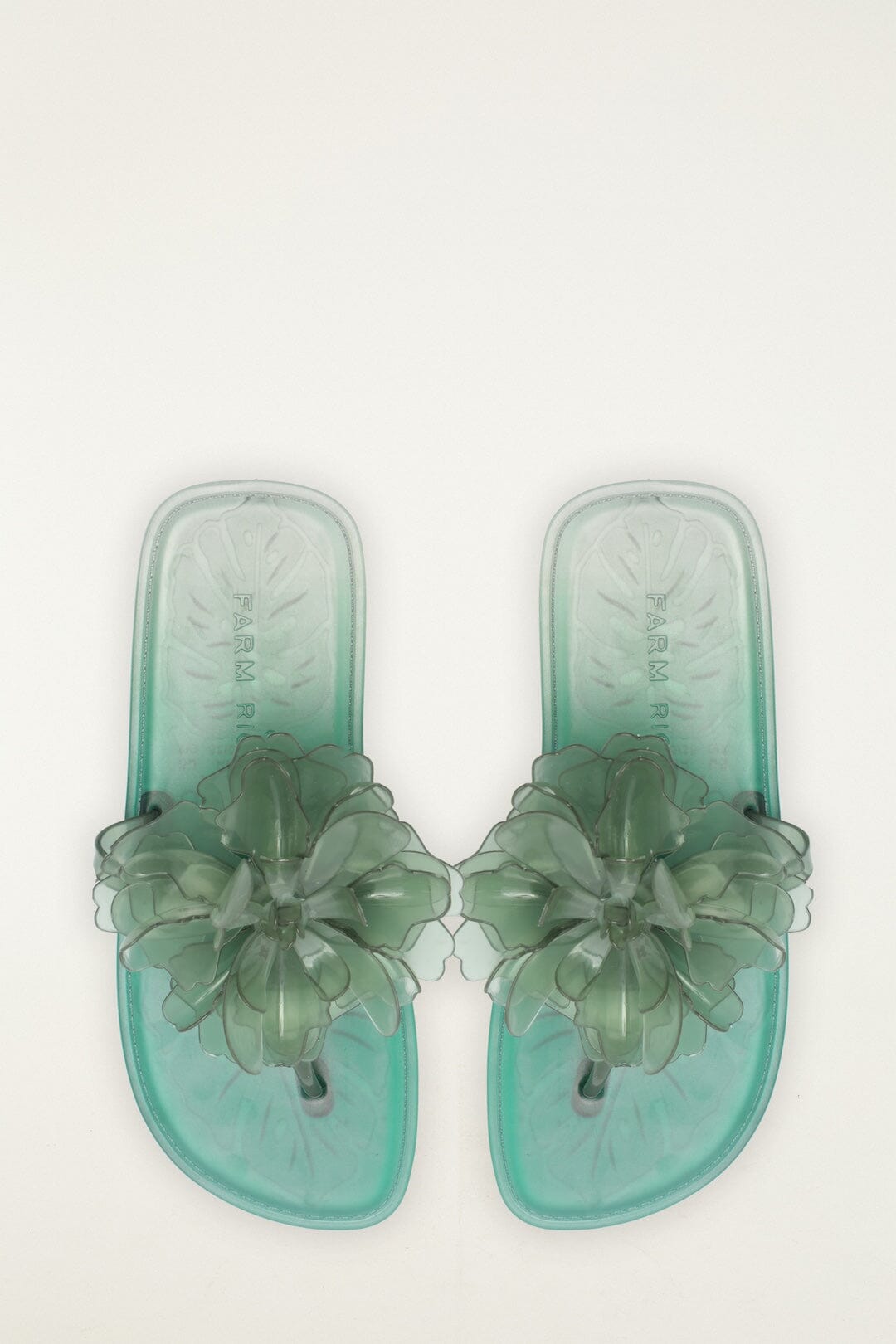 Green Flower Jelly Flat Sandal