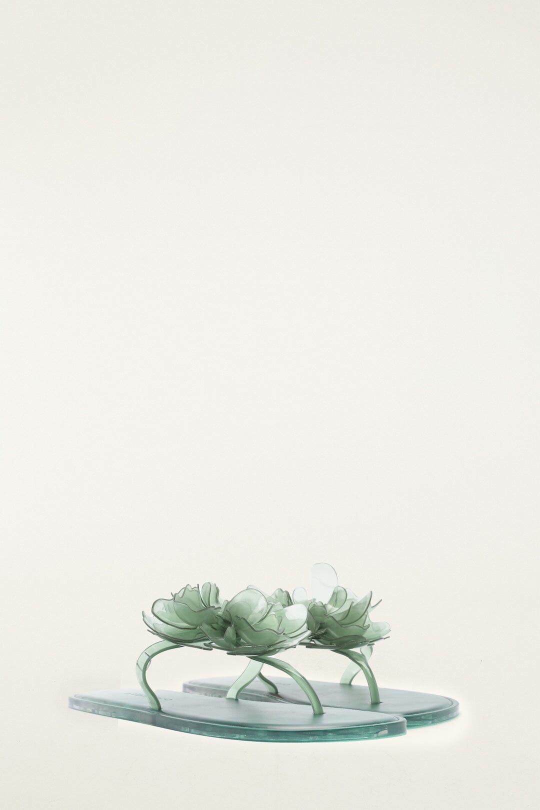 Green Flower Jelly Flat Sandal