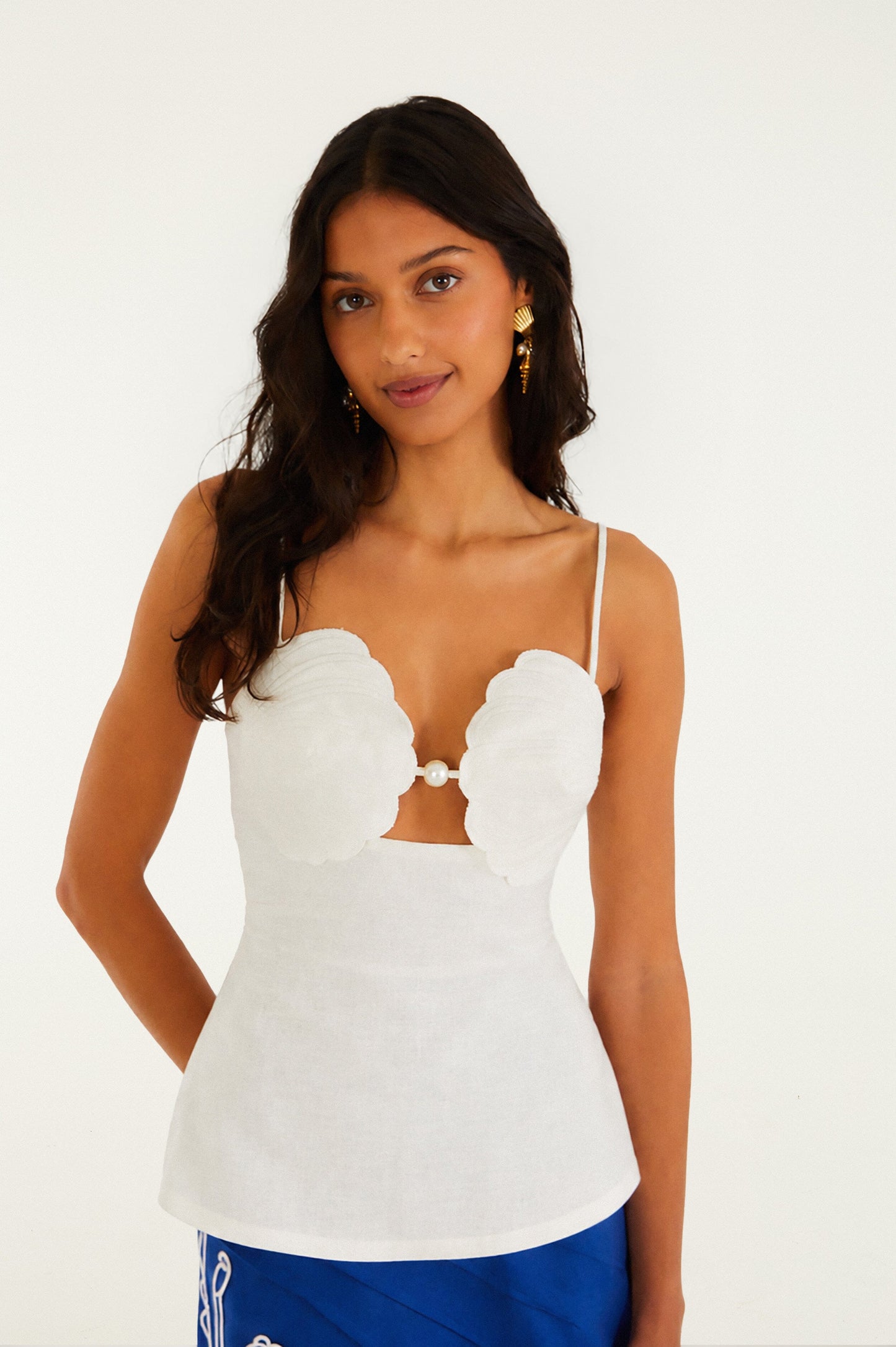 Off-White 3d Shell Euroflax Premium Linen Peplum Blouse