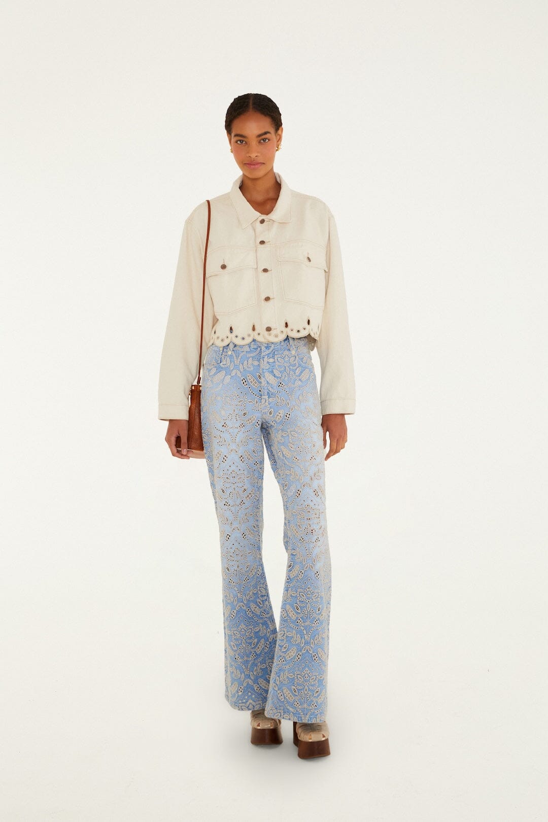 Beige Denim Canva Richelieu Jacket | FARM Rio