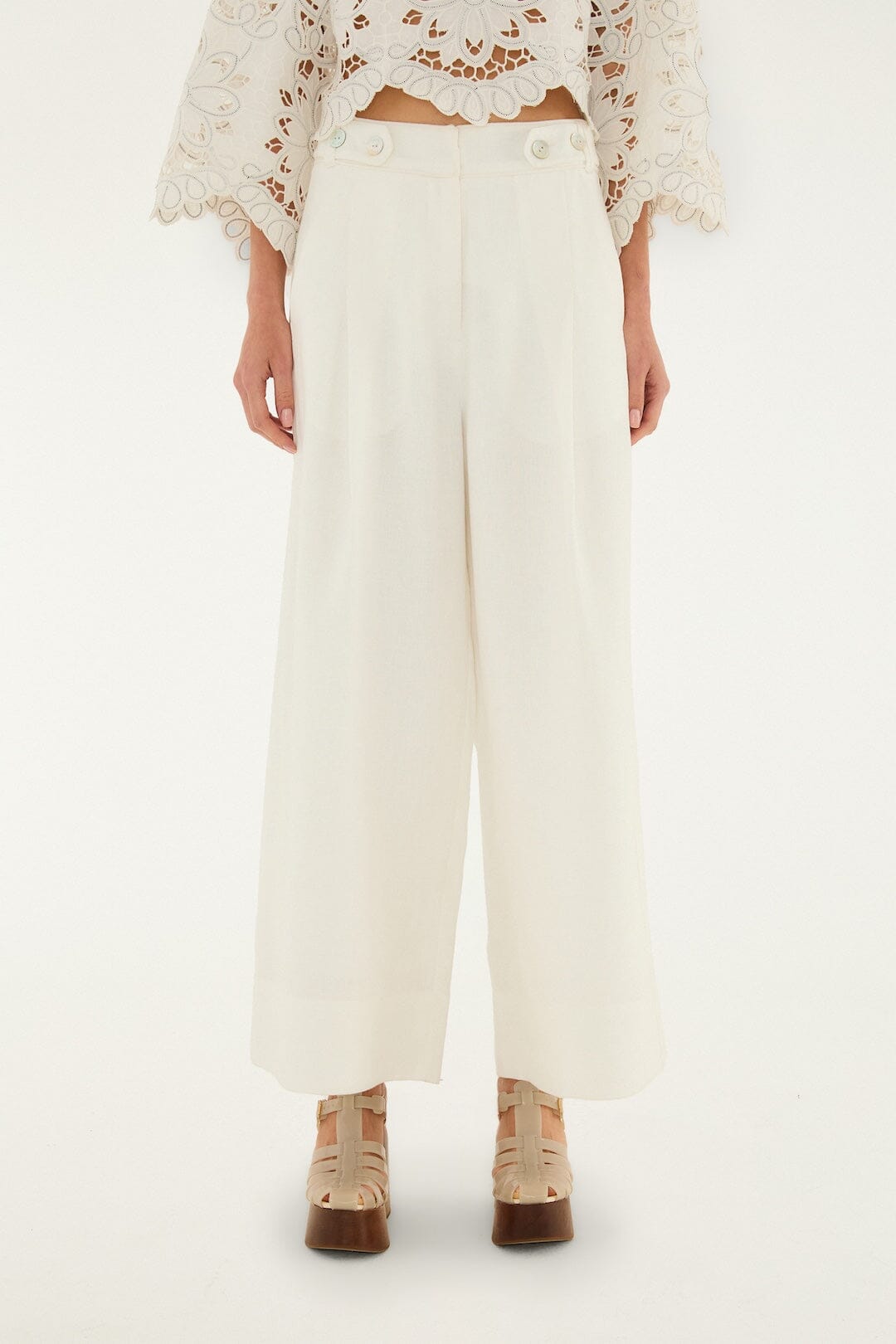 Off-White High Waisted Euroflax™ Premium Linen Pants | FARM Rio