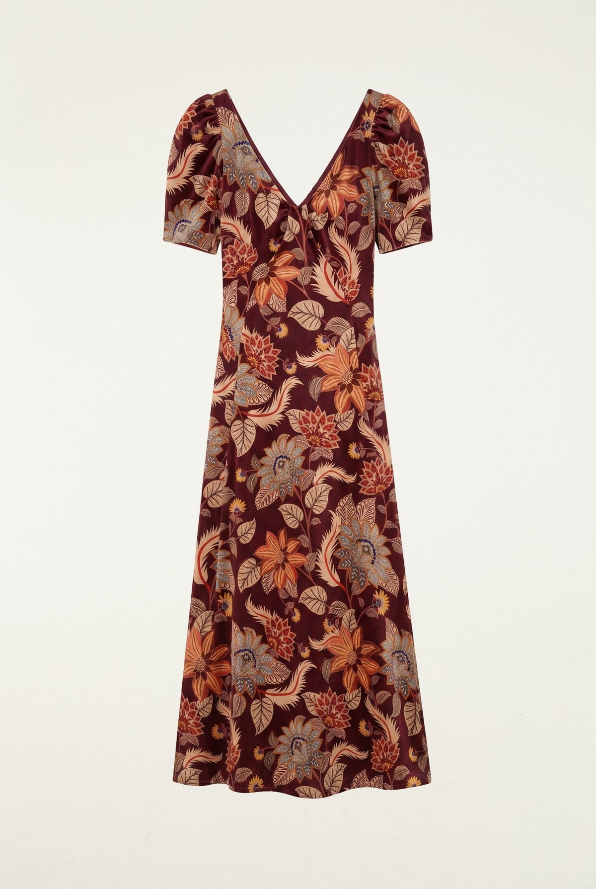 Delhi Floral Short Sleeve Velvet Maxi Dress