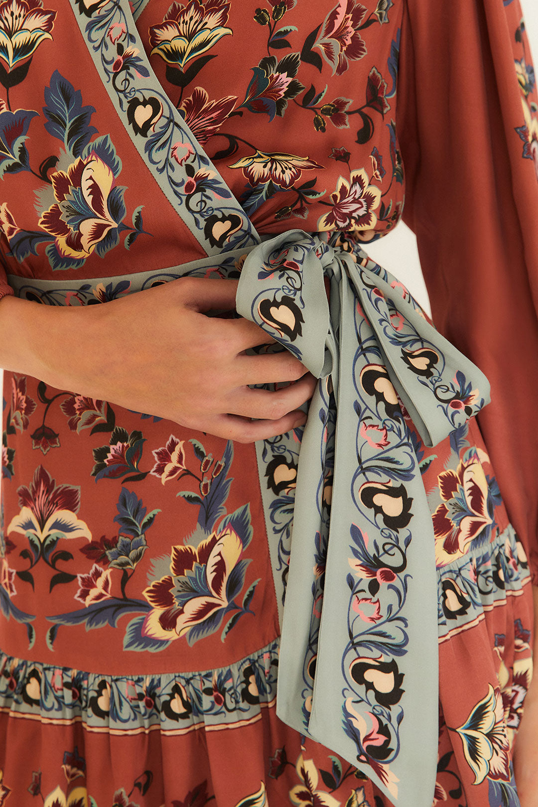 Floral Beauty Tapestry Wrap Mini Dress