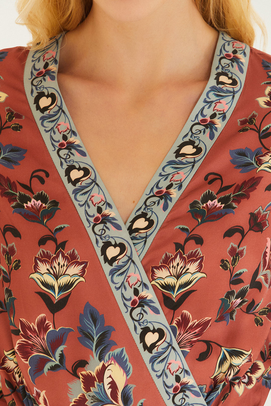 Floral Beauty Tapestry Wrap Mini Dress