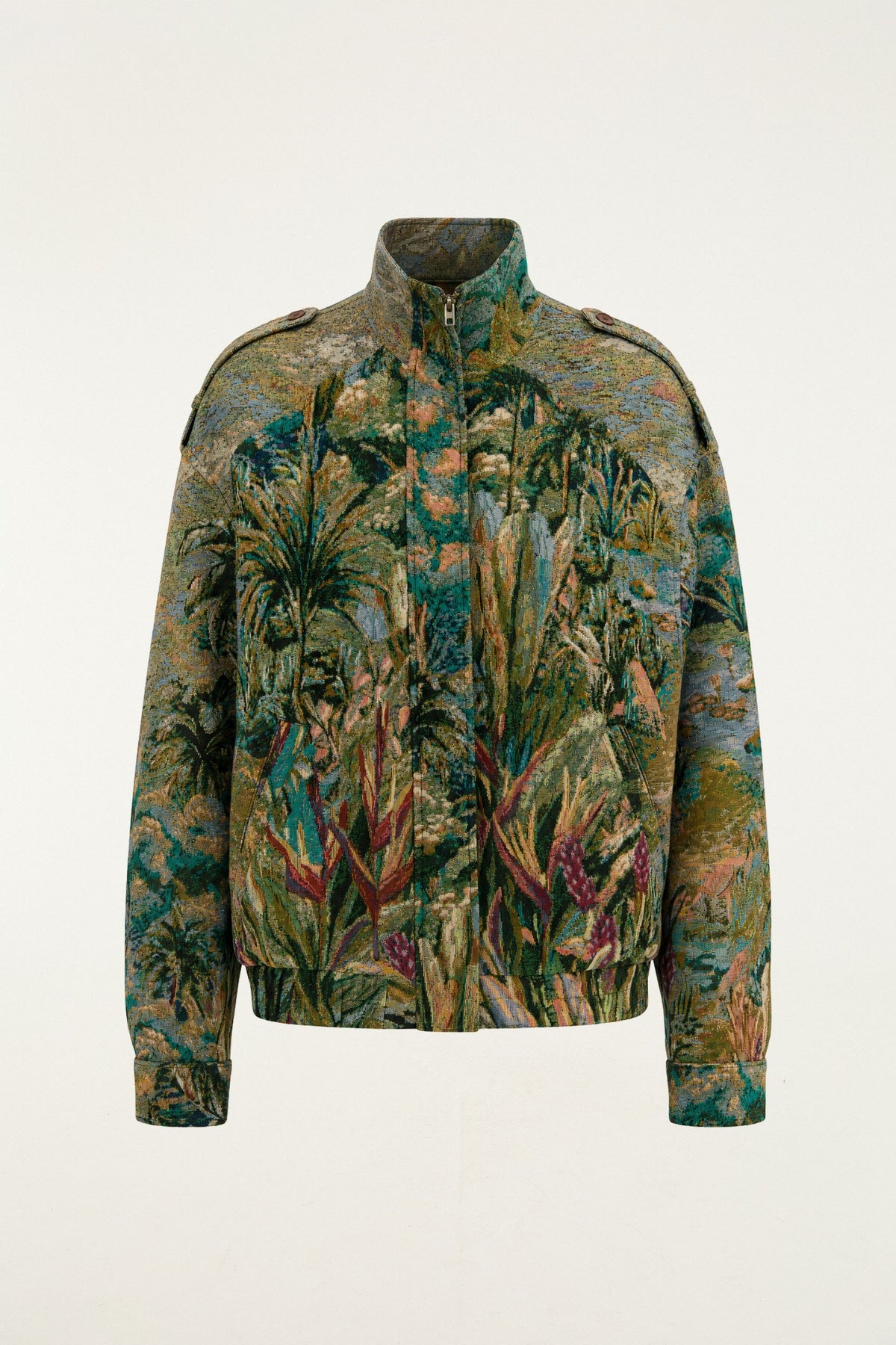 Petricor High Neck Jacquard Jacket