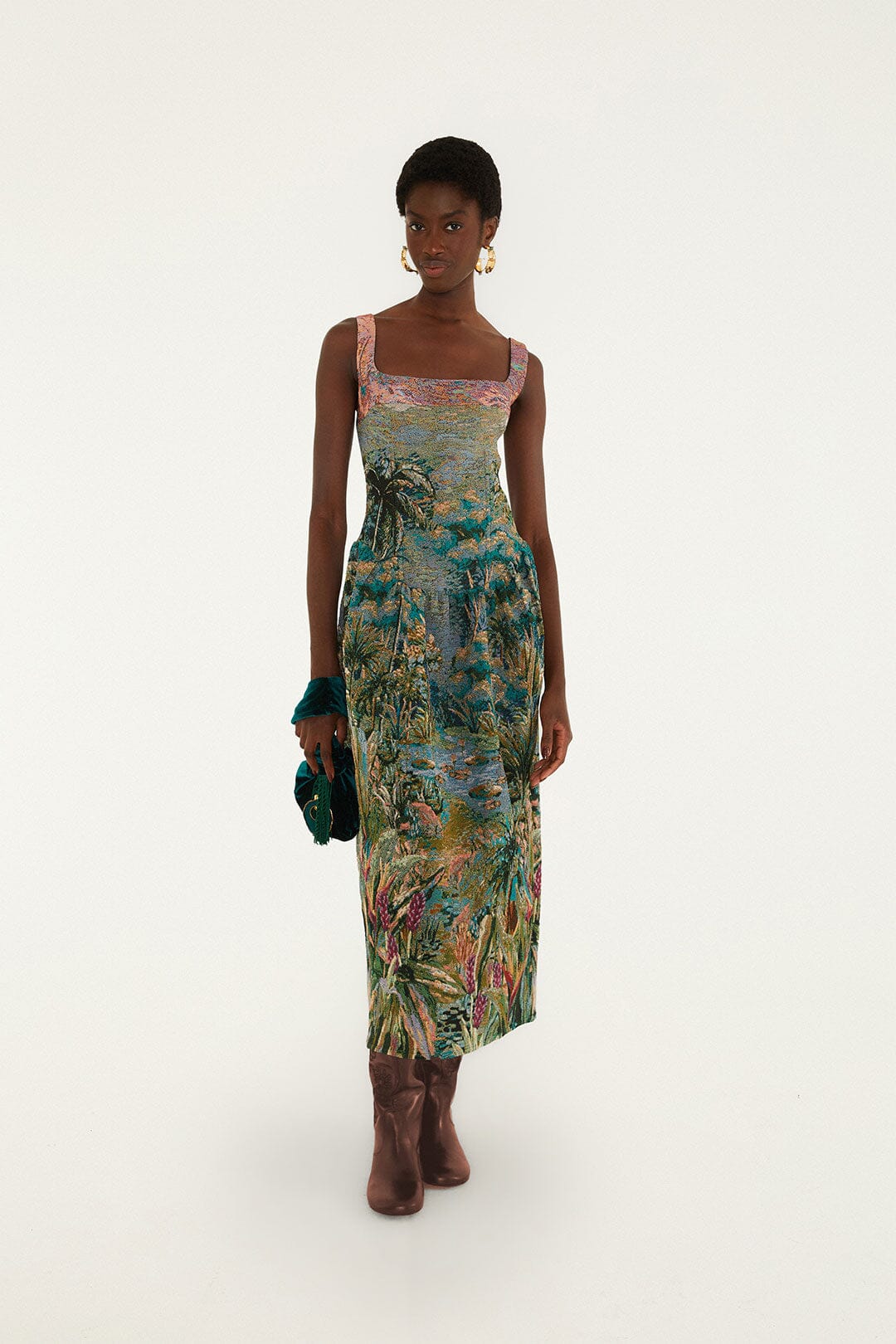 Petricor Jacquard Sleveless Maxi Dress | FARM Rio