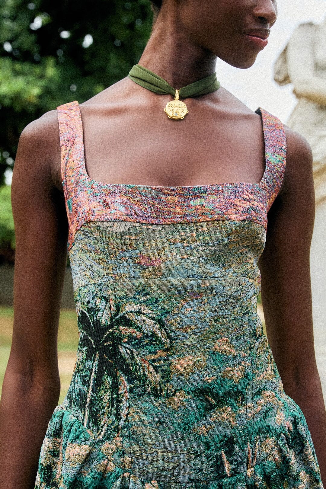 Petricor Jacquard Sleveless Maxi Dress