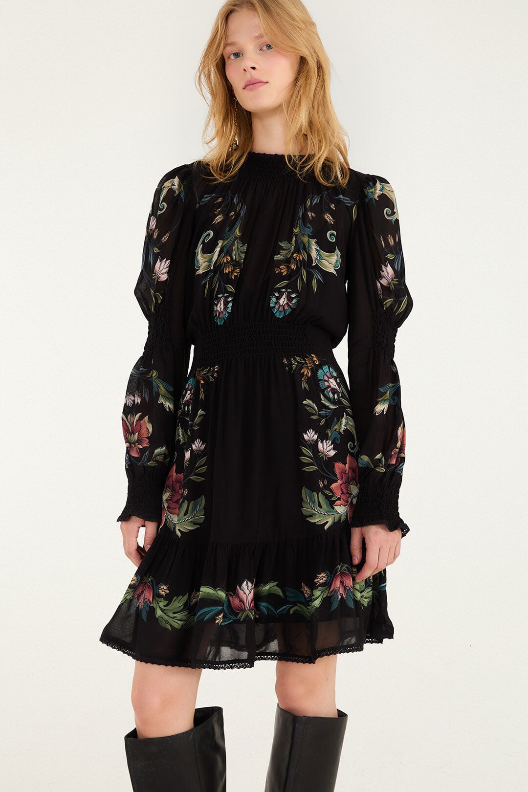 Natalia Lace Long Sleeve Mini Dress