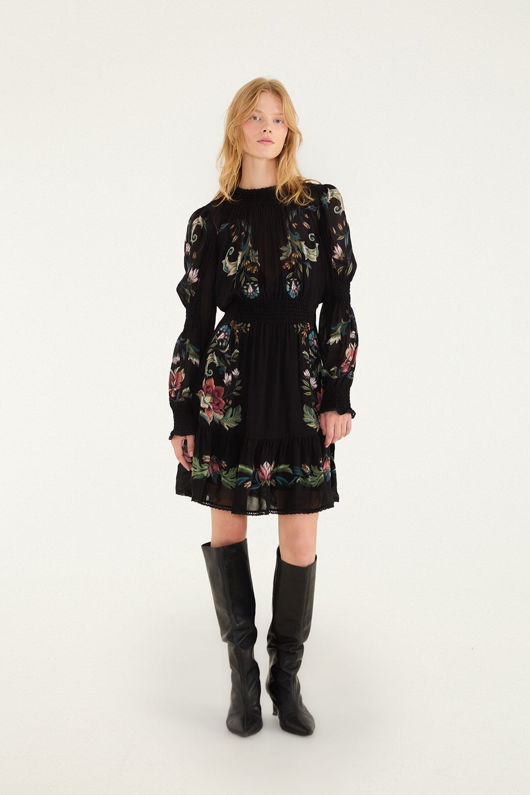 Natalia Lace Long Sleeve Mini Dress