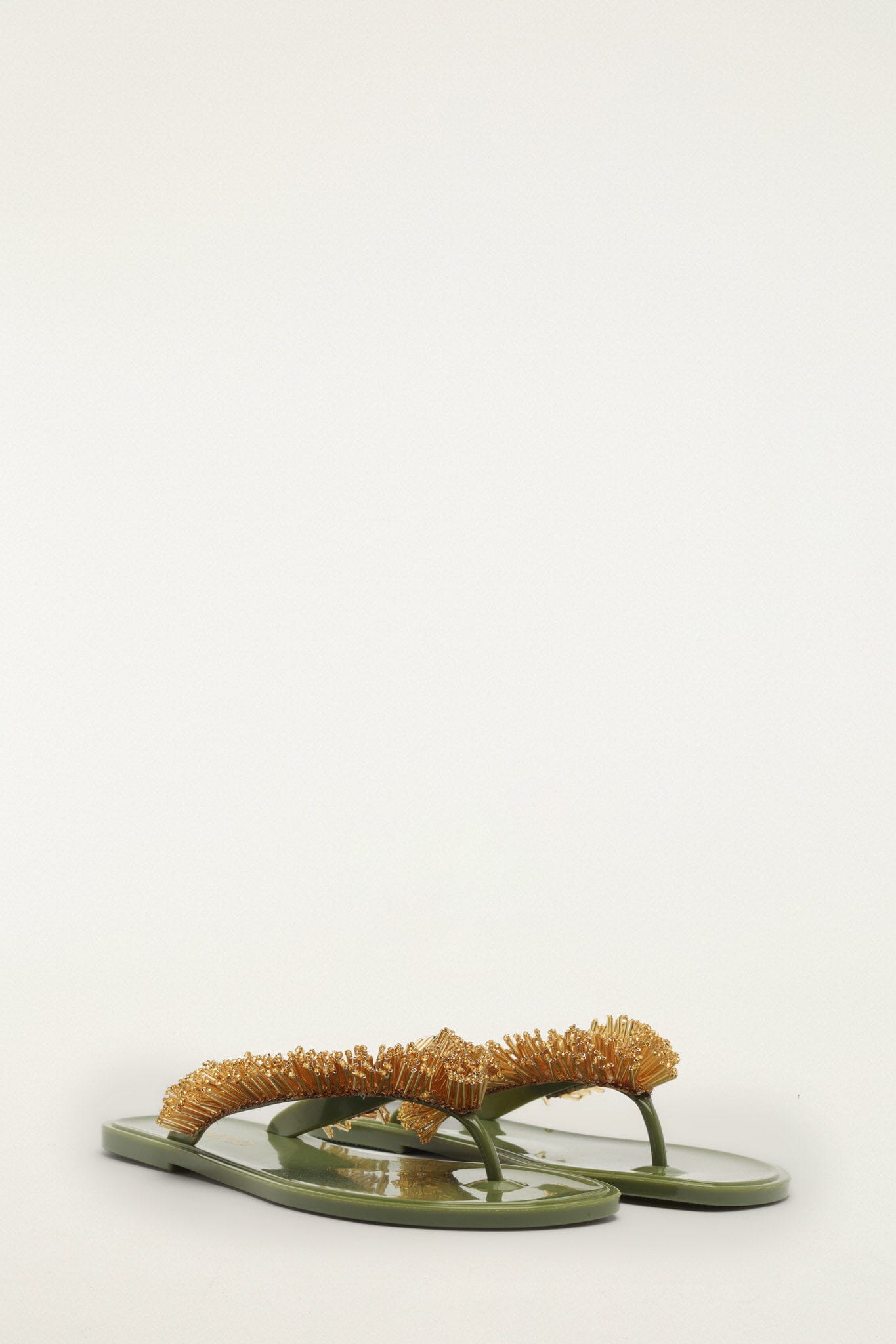 Green Beaded Splash Jelly Sandal