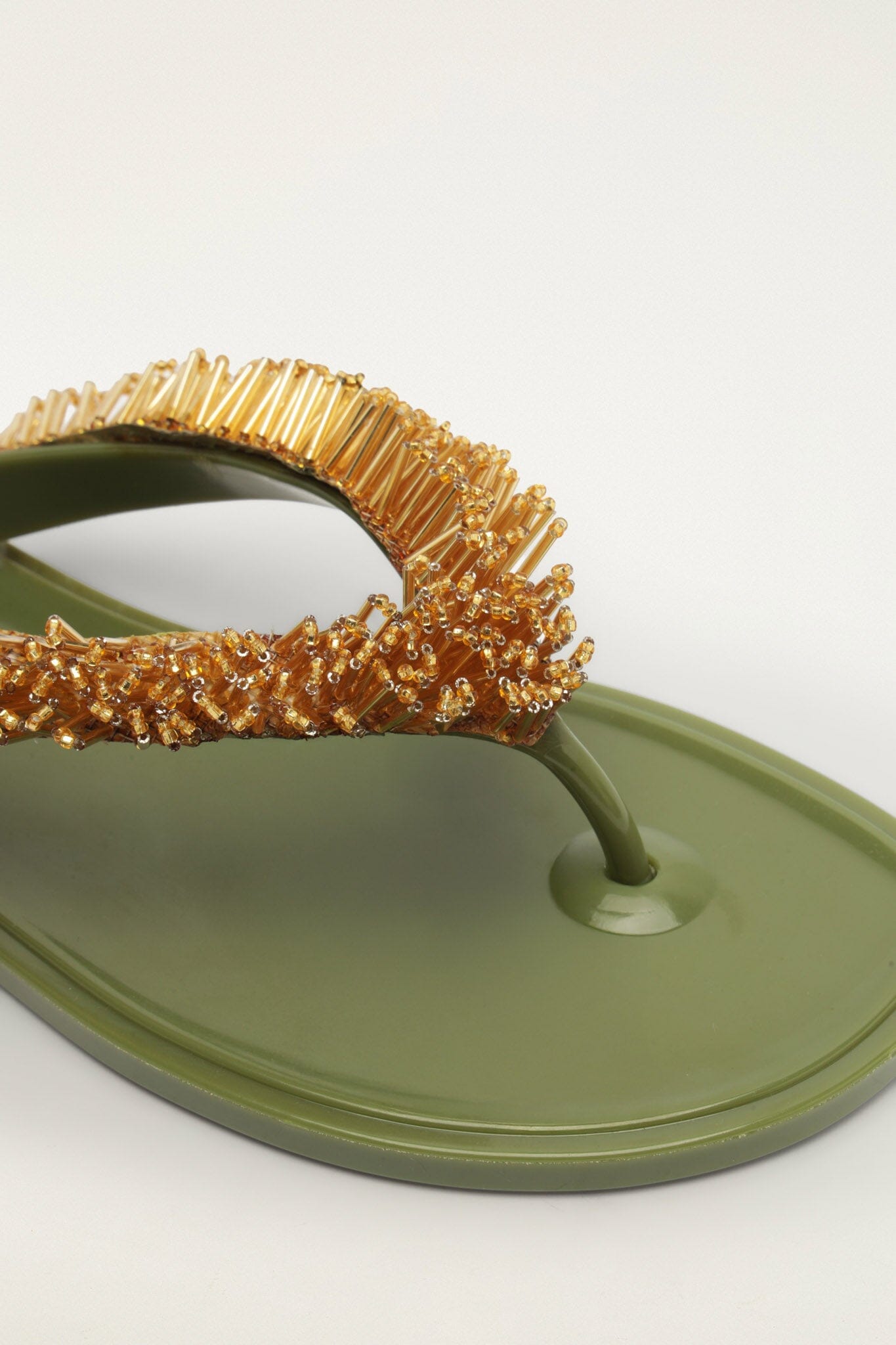 Green Beaded Splash Jelly Sandal