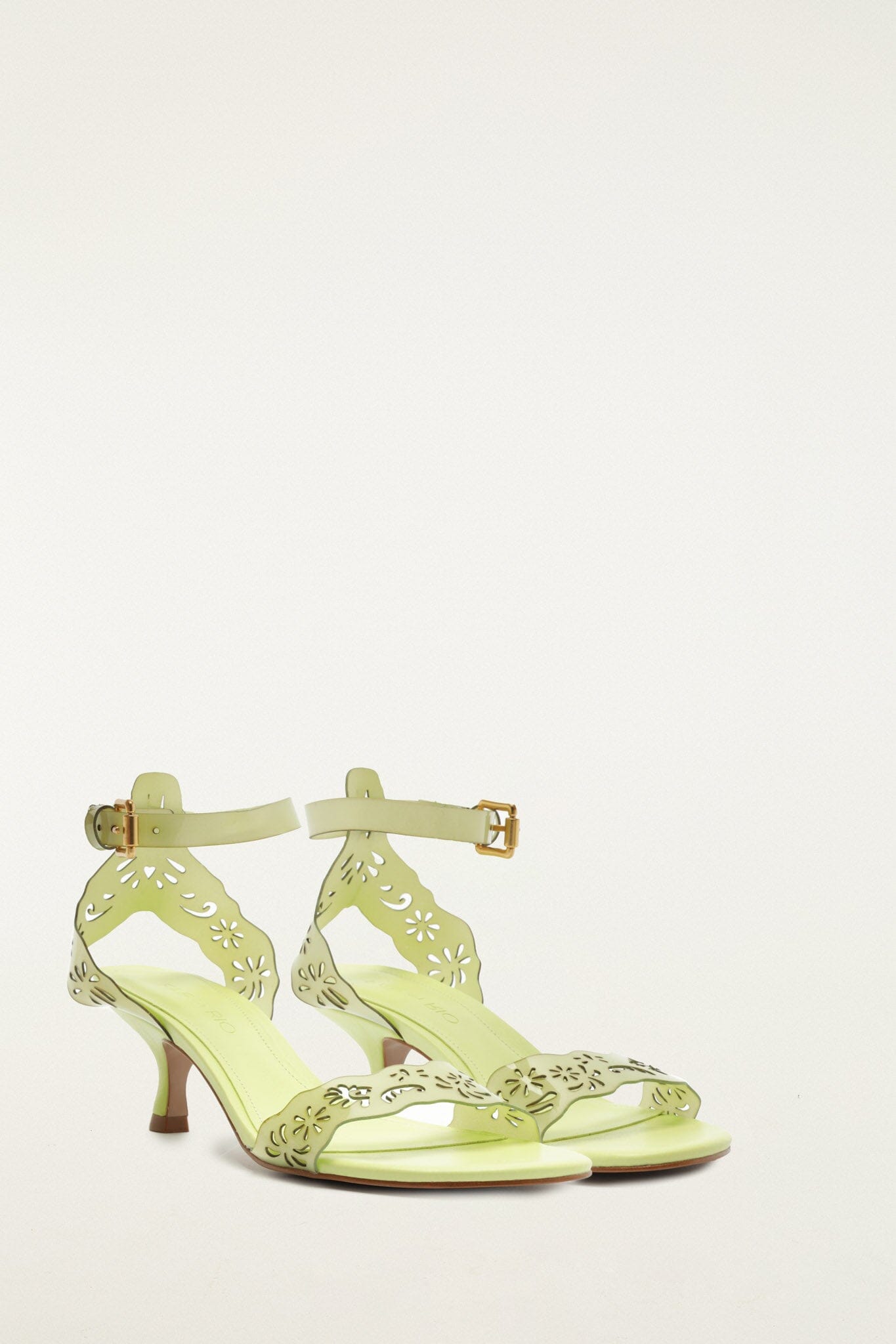 Green Lace Jelly Kitten Heeled Sandal