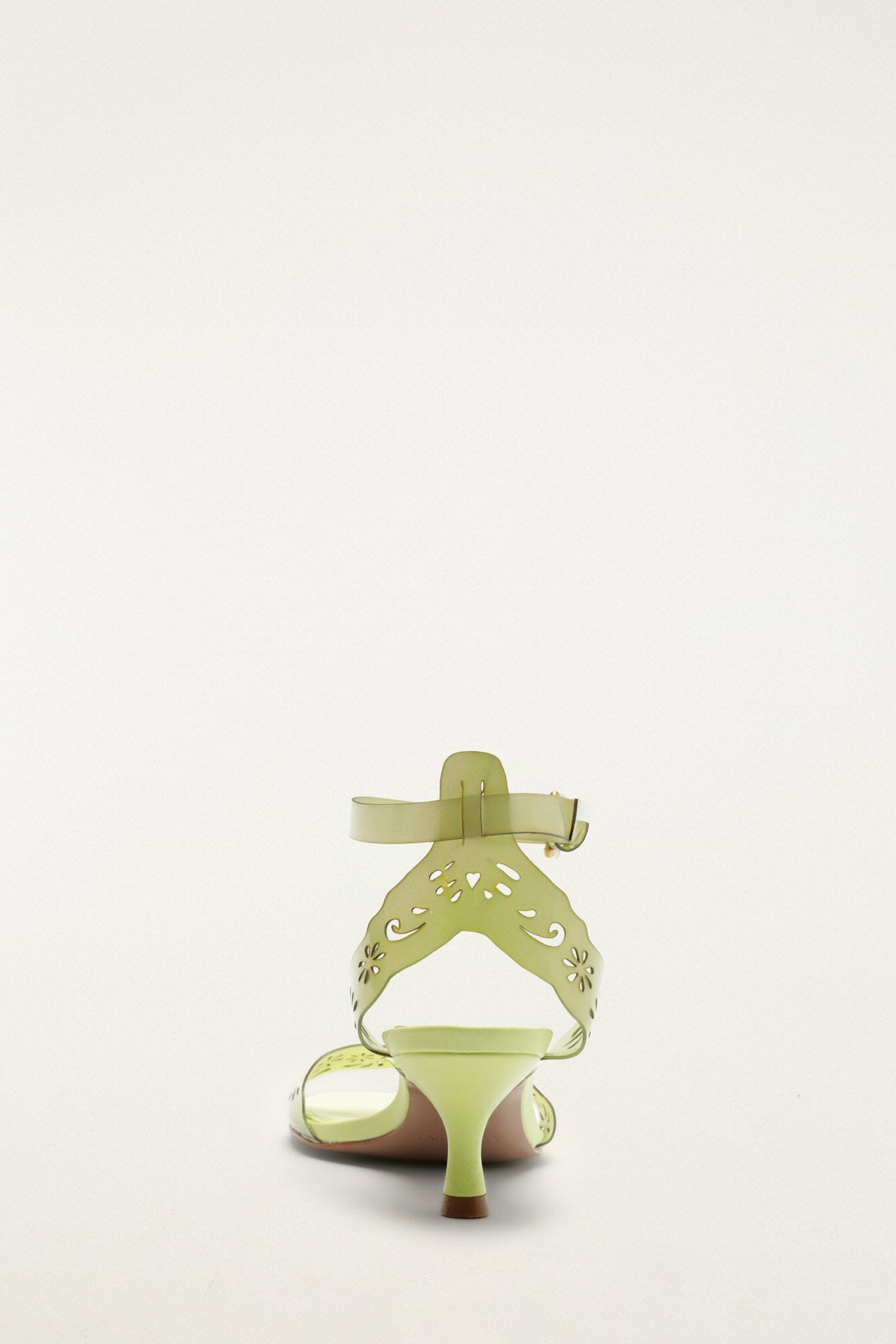 Green Lace Jelly Kitten Heeled Sandal