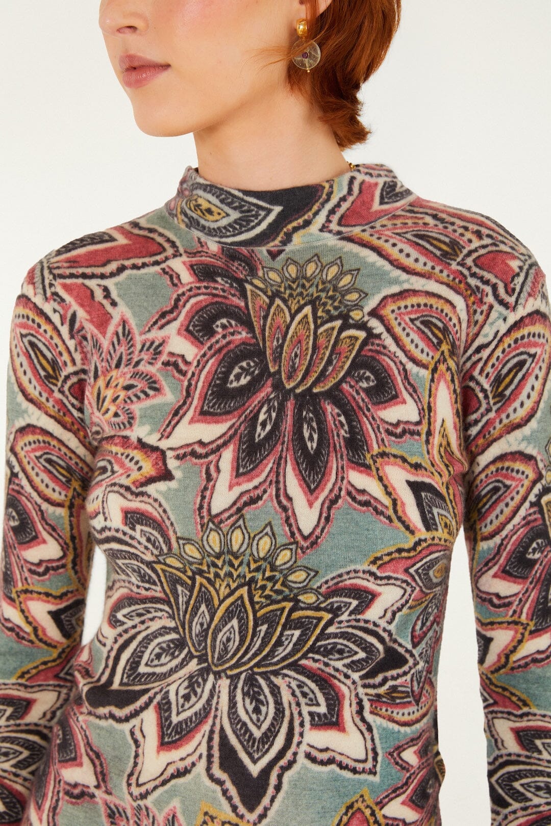Tapestry Flower Knit Top