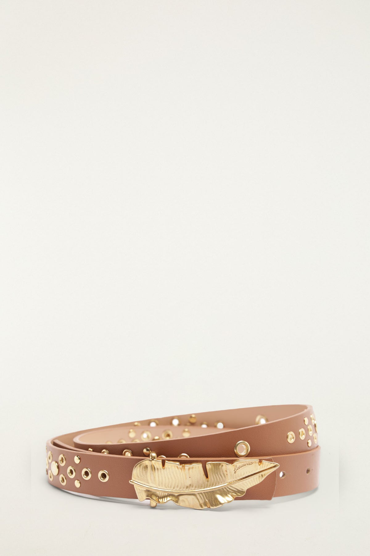Brown Golden Studded Belt