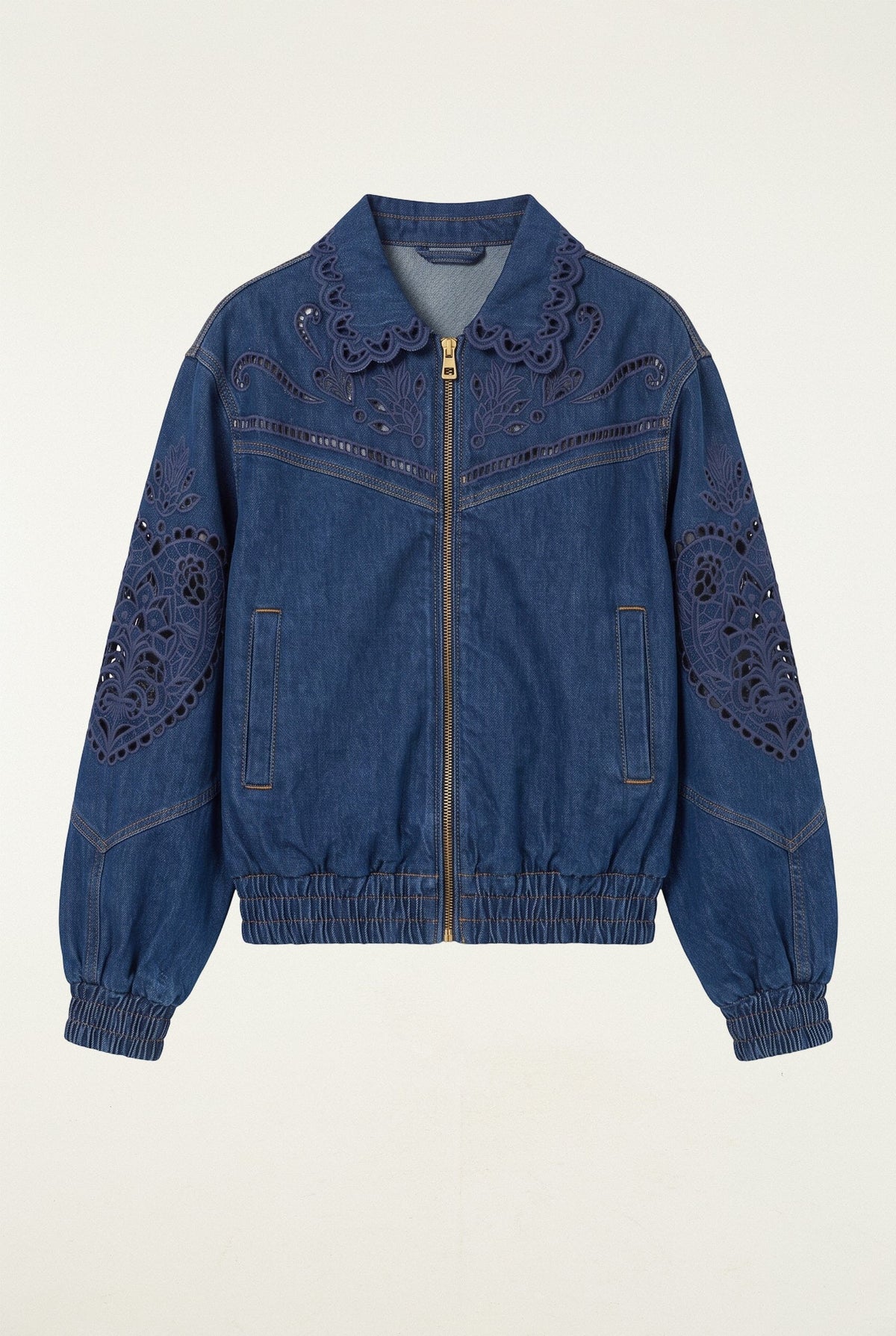 Richelieu Heart Full Zipper Denim Jacket