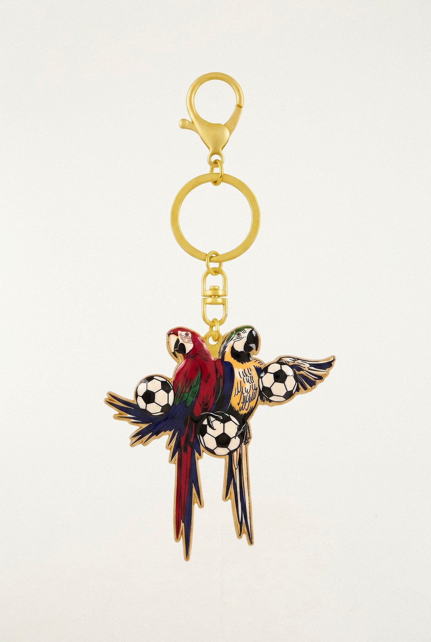 Multicolor Golden Together We Play Macaws Keychain