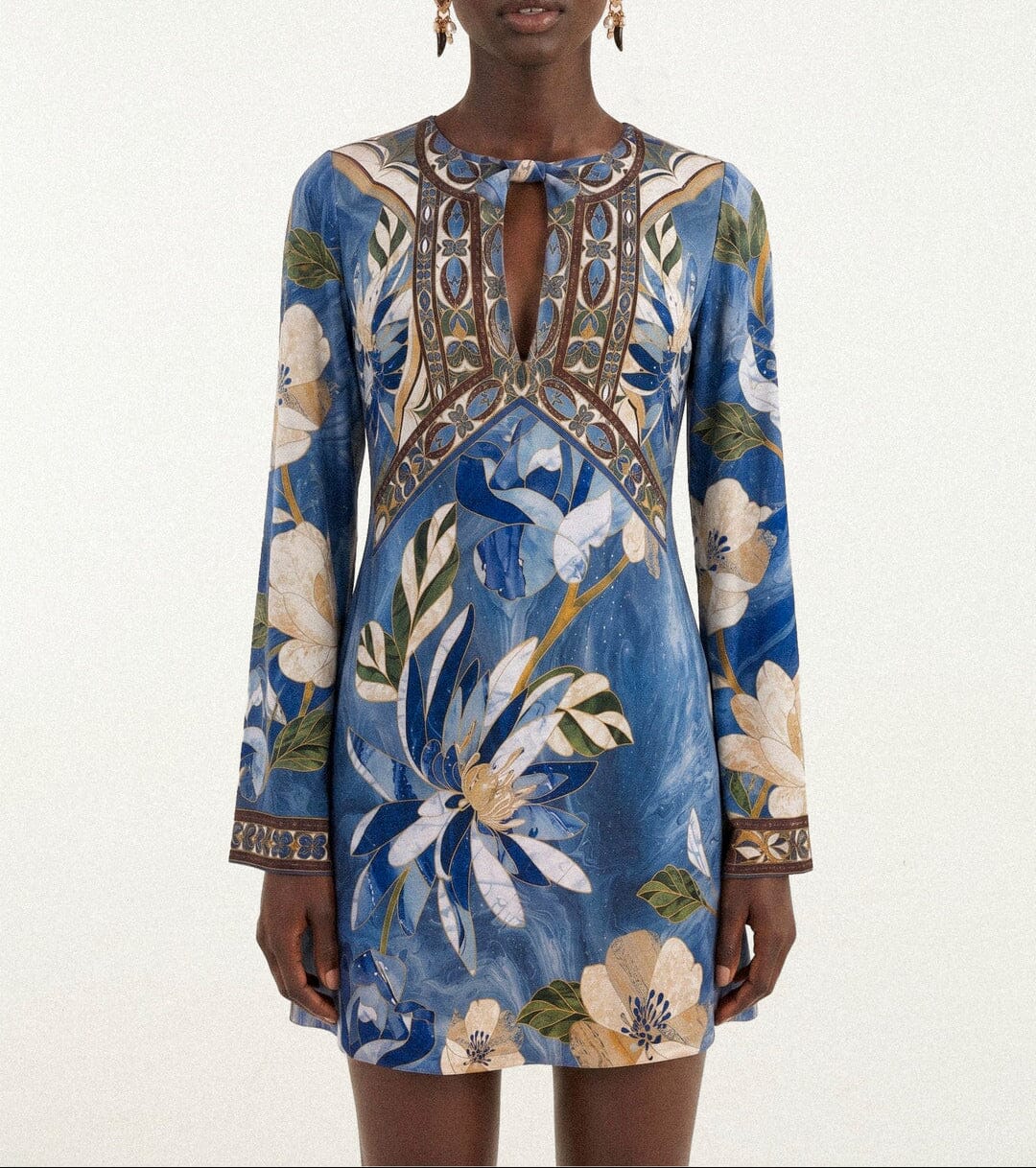 Pietra Dura Tapestry Long Sleeve Mini Dress